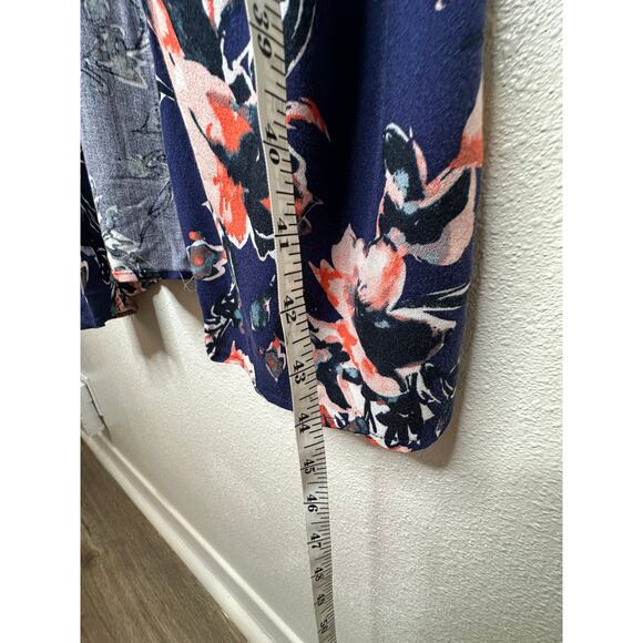 Splendid Navy Orange Ivory Multi Floral Short Sleeve Kimono Duster S - Picture 15 of 15